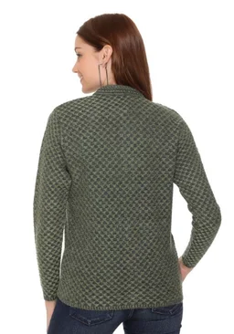 CLAPTON Women Round Neck Acrylic Knitting Wool Green Full Sleeve Cardigan This is Very Soft &Comfortable Fabric - XL, Green, Wool, Knitting, Pack of1
